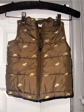 Nike dark green Puffer Vest with Yellow Logo Accents